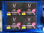 4 Pks, U By Kotex Click Compact Tampons-Regular Absorbency-Unscented-16ct. Each