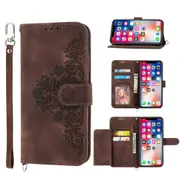 MCC iPhone X Xs Wallet Case Cover Extra Card Slots with Strap Apple iPhoneX [Brown]