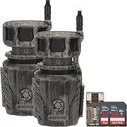 Stealth Cam Revolver 36MP 360 Degree Cellular Trail Camera 2-Pack with Two 32GB Memory Cards and Card Reader (5 Items)