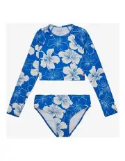 [Roxy] Hippy Hibiscus Long Sleeve UPF 50 Surf T-shirt in Nebulas Blue