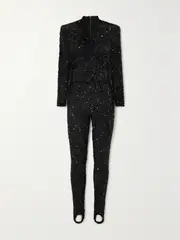 [RICHARD QUINN] RICHARD QUINN - Twist-front Sequined Stretch-jersey Stirrup Jumpsuit - Black - UK 8 UK 8 Black