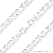 Solid 4.3mm Marina Mariner .925 Italy Sterling Silver Link Italian Chain Anklet