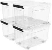 Plastic Storage Bin Box Stackable and Nestable with Lid and Secure Latching Buck