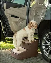 Pet Gear Easy Step II Extra Wide Pet Stairs, 2 Step for Dogs/Cats up to 200 pounds, Removable/Washable Carpet, Easy Assembly (No Tools Required), Espresso