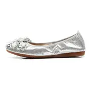 Nevenka Women Flat Shoes Lace Sparkly Comfort Slip Ons Shoes-Silver