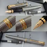 Parker Premier Sterling Silver Fountain Pen Medium Oblique Nib New In Box