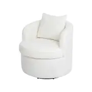 Levede Swivel Barrel Chair Sherpa Fleece Beige