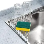 Triangle Roll-Up Dish Drying Rack for Sink Corner Small Foldable Stainless Steel Over The Sink Multipurpose Kitchen Drainer Caddy Organizer Storage Space Saver Shelf Holder