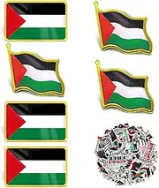 [LHOEST] 56 Pcs Palestine Pin Sticker Set, Palestine Flag Lapel Pin with 50Pcs Stickers, Palestinian Flag National Enamel Pin Metal Badge, Palestine Flag Brooch Pins Badge, Metal