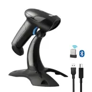 Bluetooth Wireless Barcode Scanner with Stand, Handfrees Automatic Scanning &...