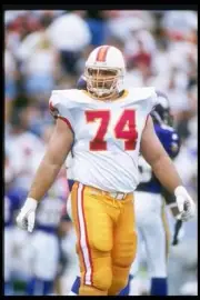 Offensive lineman Paul Gruber Tampa Bay Buccaneers looks on dur- 1996 Old Photo