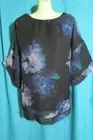 Floral Print Sheer Top Black/Mauve/Blue NWT Relaxed Fit Sze 16 New Cover REDUCED