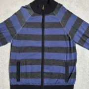 Kenneth Cole Reaction Sweater Adult 2XL Blue Striped Full Zip Sweatshirt Men NEW
