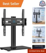 Height Adjustable Table Top TV Stand for 32-60 inch LCD LED TVs - Tempered Gl...