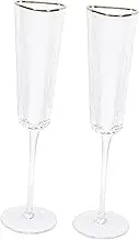HOLIDYOYO 2Pcs Creative Hammered Edge Crystal Flutes for Weddings Home Bars and Parties Elegant Wine Glasses for Sparkling Beverages and Celebrations