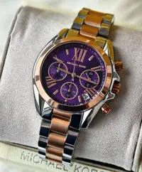 在飛比找Yahoo!奇摩拍賣優惠-MICHAEL KORS Bradshaw 紫色錶盤 羅馬數