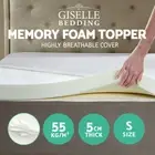 5CM SINGLE SIZ 55kg/m³ Memory Foam Mattress Topper 100% Visco Elastic Underlay