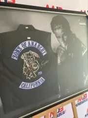 Charlie Hunnam Signed Sons of Anarchy Black Bikers Vest Authentication Framed