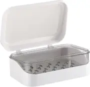Two Layer Soap Box With Removable Drainer And Lid, Portable Soap Box Holder For Bathroom, Camping, Outdoor, Shower ( White ) (1pcs)