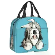 a1620 Happy Bearded Collie Dog Insulated Lunch Tote Bag Pet Animal PortableBento Box Work School sz129