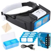 Magnifying Glasses with Light for Close Work, Rechargeable Headband Magnifier...