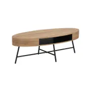 Alana Coffee Table Oval Oak Woodgrain and black