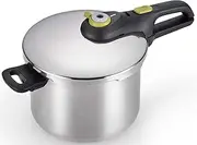 T-fal P25107 Stainless Steel Dishwasher Safe PTFE PFOA and Cadmium Free 10/15-PSI Pressure Cooker Cookware, 6.3-Quart, Silver
