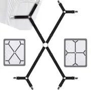 Bed Sheet Straps Fasteners Suspenders Grippers Clips, Triangle Shape, Adjusta...