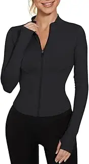 [Gkaopi] Women's Gym Tops Slim Fit Long Sleeve Sports T-Shirt Yoga Gym Tops Ice Silk Short Sportswear Zip Activewear with Pockets Running Top Lightweight Quick Dry Breathable Track Jacket