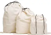 MISSLO Set Of 3 Cotton Breathable Dust-Proof Drawstring Storage Pouch Multi-Functional Bag (Beige)