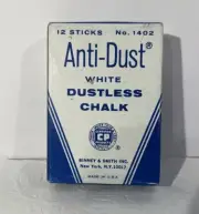VTG Chalk Anti-Dust White Dustless Chalk 12 Sticks No.1402 Bonnet & Smith NIB