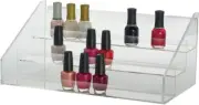 Wire Grid Slatwall 3 Tier Shelves Shelf Clear Acrylic 15" W Nail Polish Stand