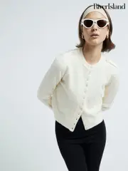 River Island Cream Button Front Knitted Cardigan (AL3317) | $67