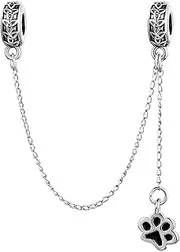[TGLS] Women Girls Celtic Knot Mama Bear Heart Dog Paw Safety Chain Charm Beads Compatible With Pandora Charms Bracelets, Metal, copper