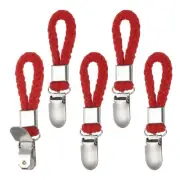 5 Pcs Tea Towel Clips, 0.9" Silver Hand Towel Clip Hooks, Red