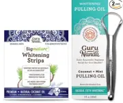 GuruNanda: Whitening Strips + Oil Pulling Bundle - Coconut Oil Dental Care White
