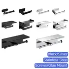 Toilet Paper Roll Holder with Shelf Storage Wall Mount Chrome/Black Bathroom