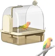 Parakeet Bath For Cage - Bird Bath For Parakeets - Automatic Chew-Proof Bathtub Perch Stand 2 Modes For Indoor Aviary Breeding Travel Show