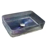 2025 Hotel Style Luxury Glass rectangle basin counter Blue 455*330 mm Rainbow