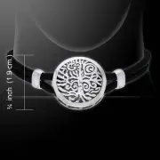 Tree of Life 925 Sterling Silver Leather Cord Necklace Symbolic Jewelry
