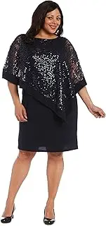[R&M Richards] Women's Plus Size Short Laced Poncho Dress Large