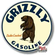 (GRIZ-1) 12" GRIZZLY GAS PUMP GASOLINE DECAL OIL CAN LUBSTER