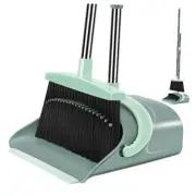Broom and Dustpan Set, Broom Dust pan, Dustpan with Long Handle, Gray&green