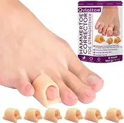 Pinky Hammer Toe Straightener, Hammer Toe Corrector for Men and Women, 6 Count Toe Straighteners for Curled, Crooked Toes, Small Size, Beige