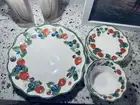 12pc Vintage Primrose Strawberry Melamine Dinner /App Dessert Plate & Bowl Set