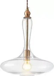 Vintage Industrial Pendant Light with Hand Blown Glass Shade 13 Inches Wide - E2