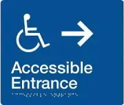 Accessible Entrance Right Sign AE-RIGHT-BLUE (Braille) | Braille Signs
