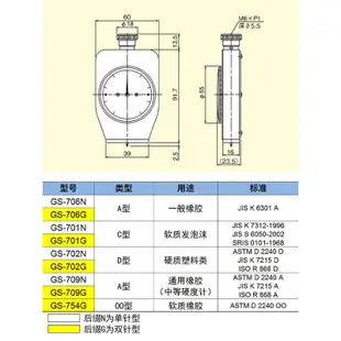 Lay可開發票日本得樂TECLOCK邵氏硬度計A型GS-706N橡膠塑膠矽膠C型硬度計701N新上