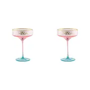 2x 18th Birthday 300ml Fluted Coupe Wine/Cocktail Glass Stemmed Drinkware Pink