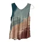 NEW CABLE & GAUGE TIE DYE SHIRT TANK TOP SMALL OMBRE BLUE PINK PEACH ROSE NWT